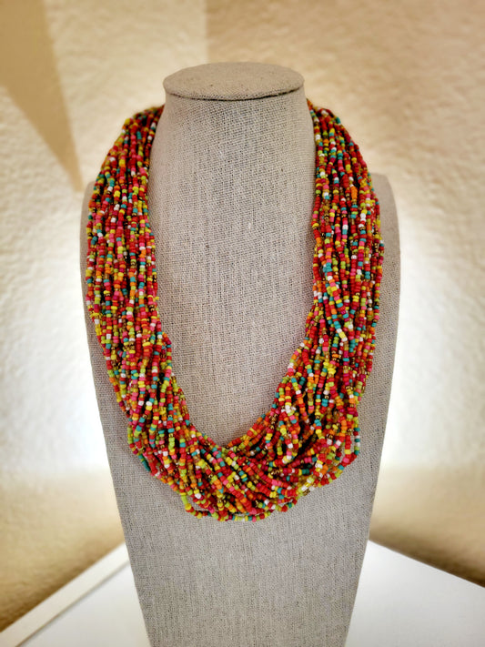 Bohemian multilayer chunk necklace