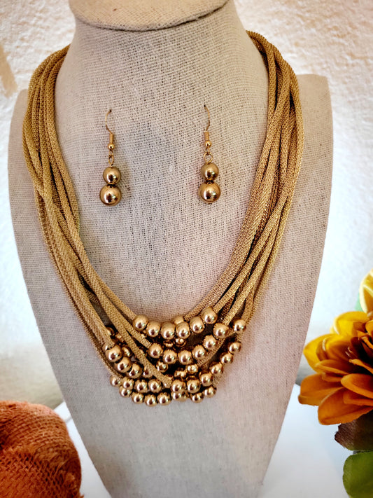 Boho style chain necklace and earrings set