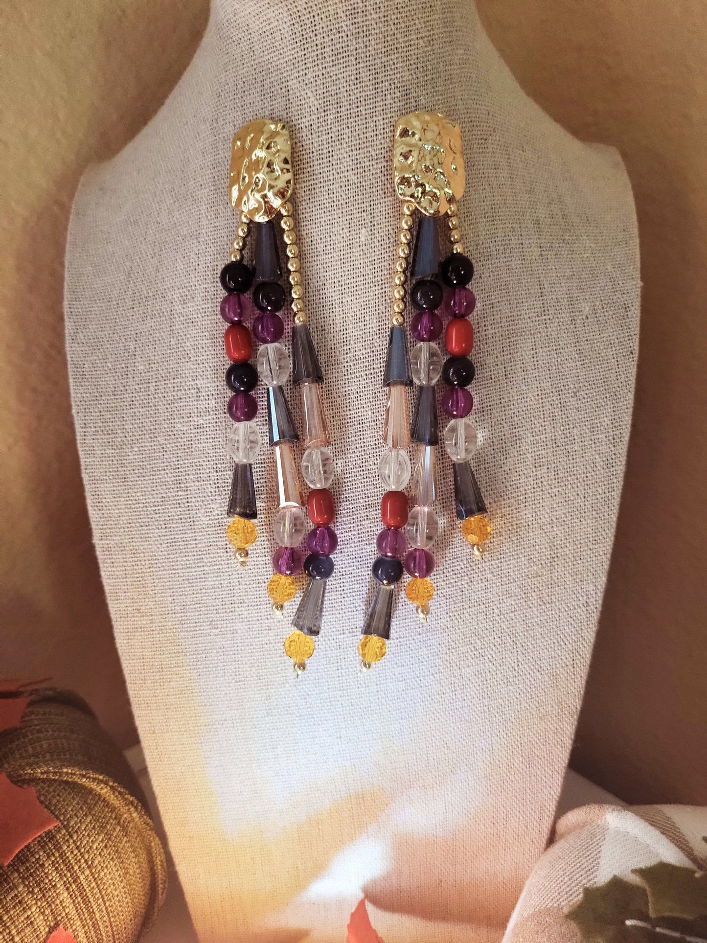 Bohemian style multi color tassel earrings