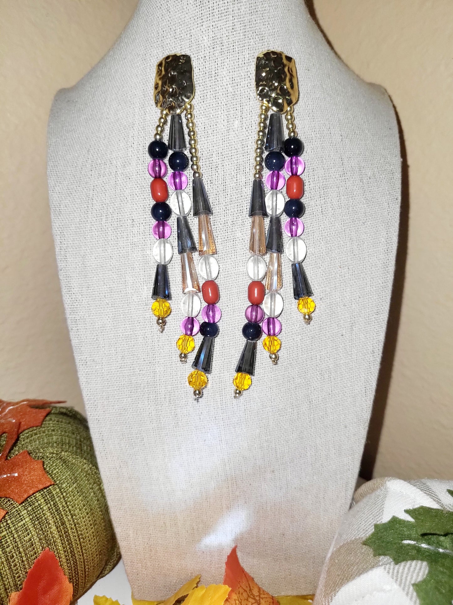 Bohemian style multi color tassel earrings