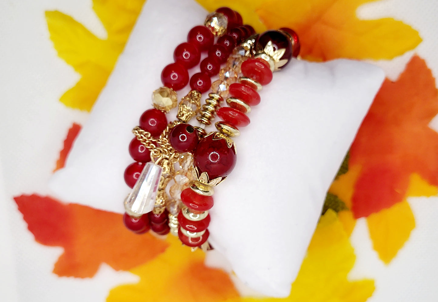 Bohemian red beaded bracelet