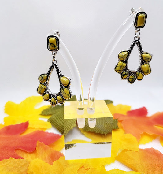 Boho yellow drop dangle earrings