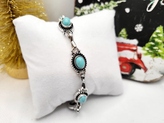 Silver and Aqua ankle bracelet