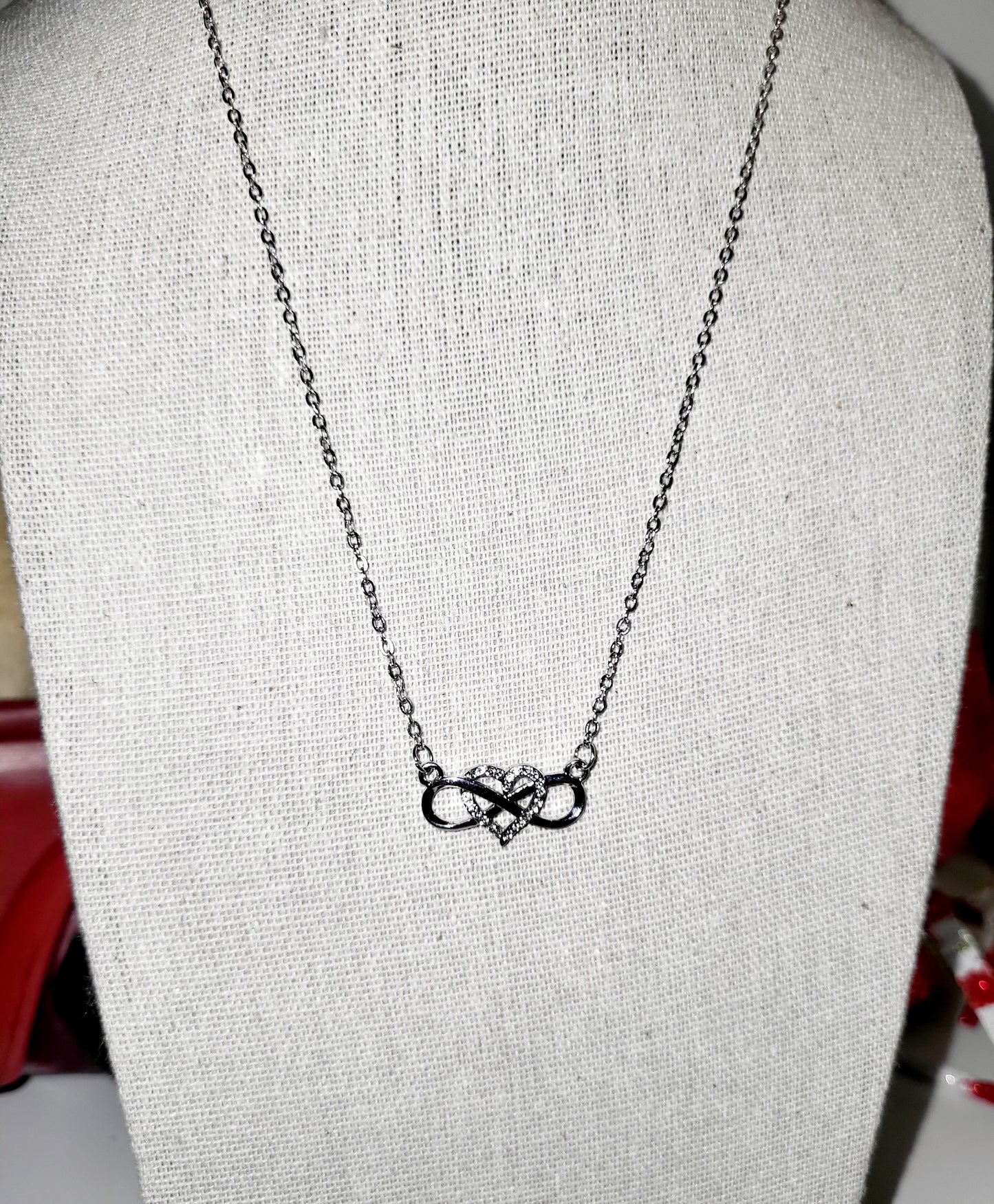 Heart and infinity pendant silver necklace