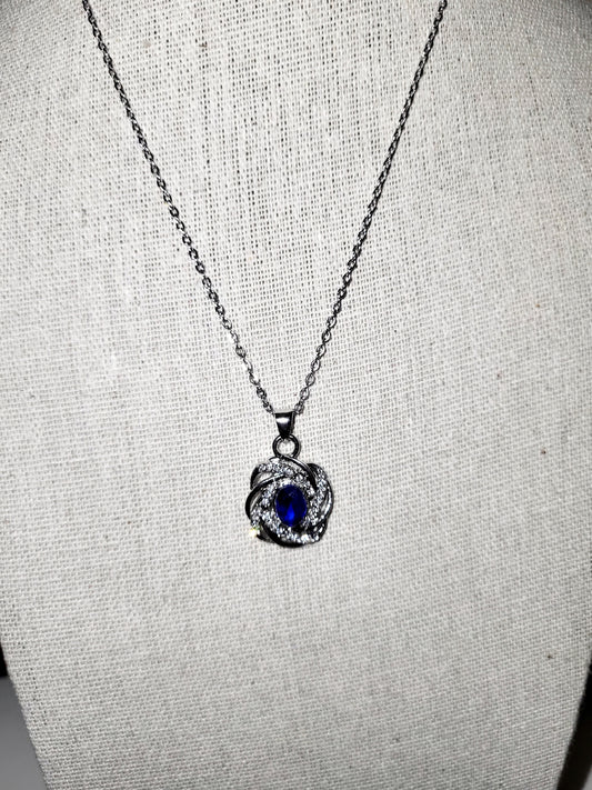 Sapphire pendant silver necklace