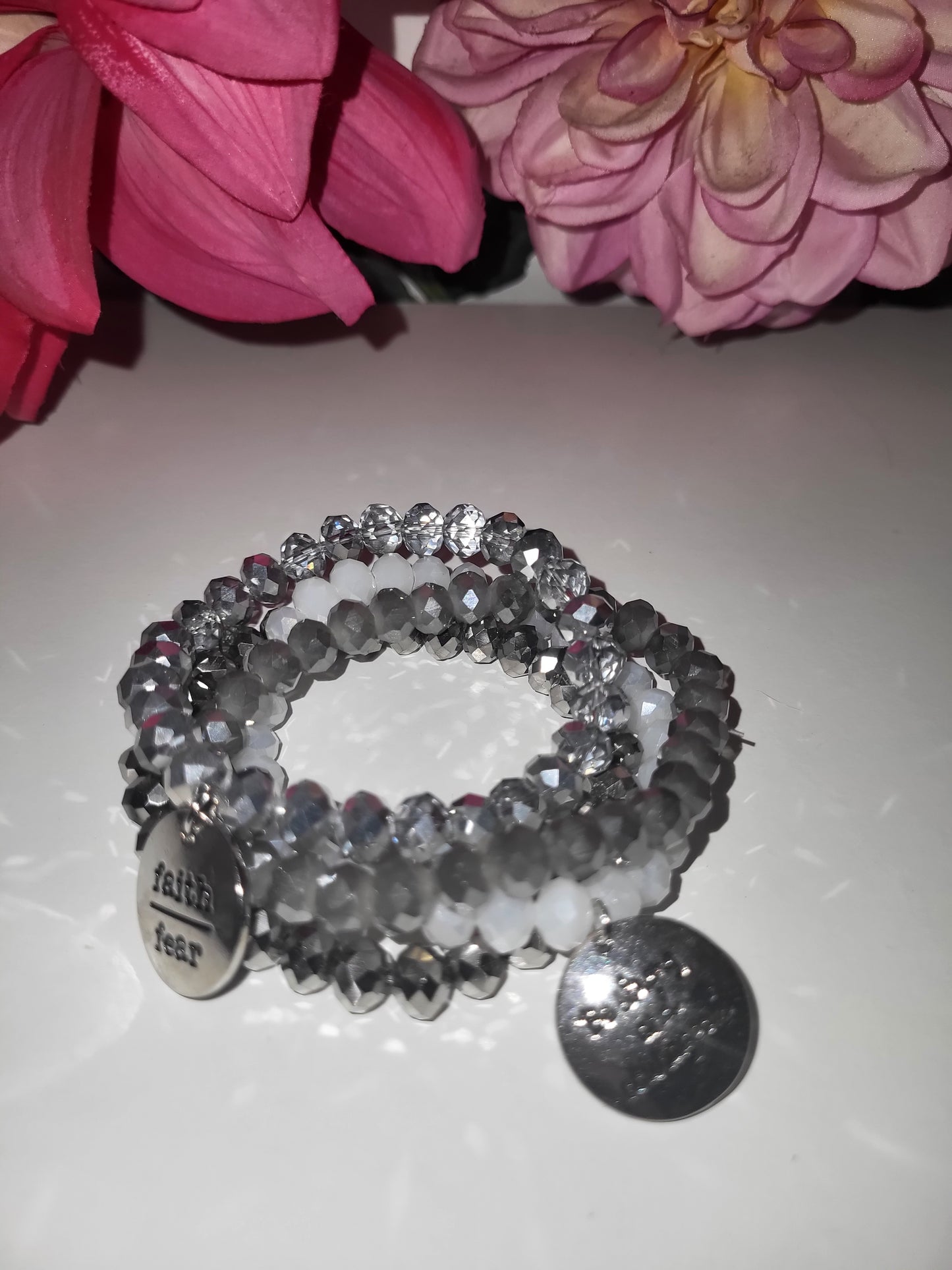 Grey and silver charm bracelet