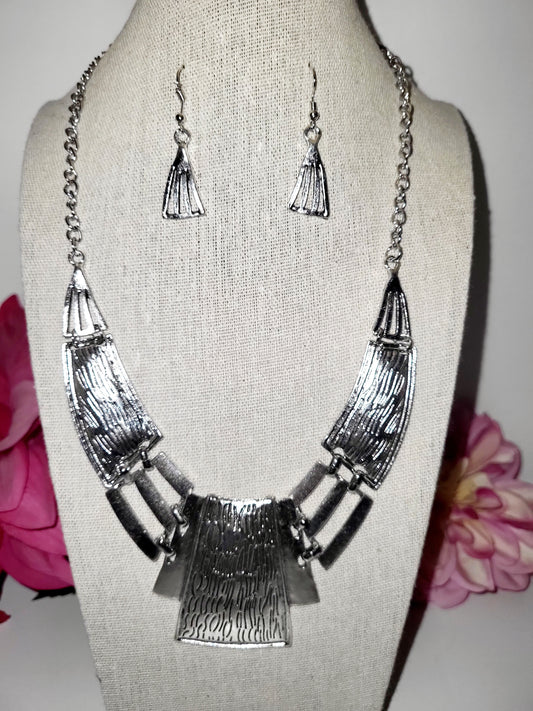 Silver Necklace and Earrings set