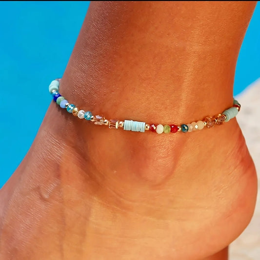 Color beaded ankle bracelet