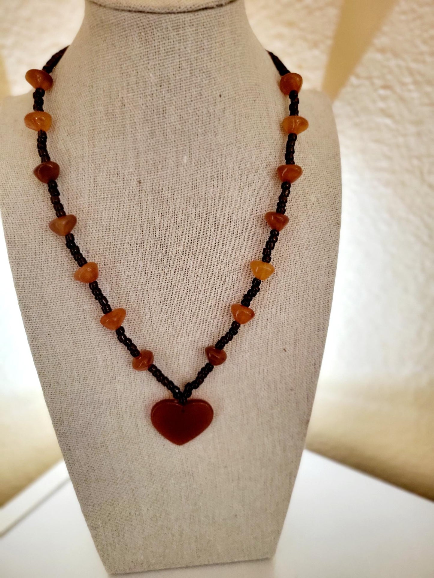 Hand bead heart necklace