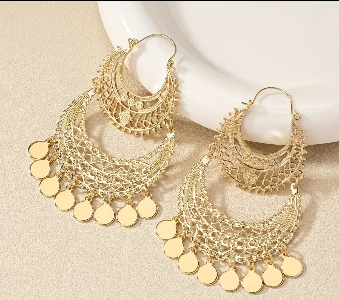 Retro dangle earrings golden