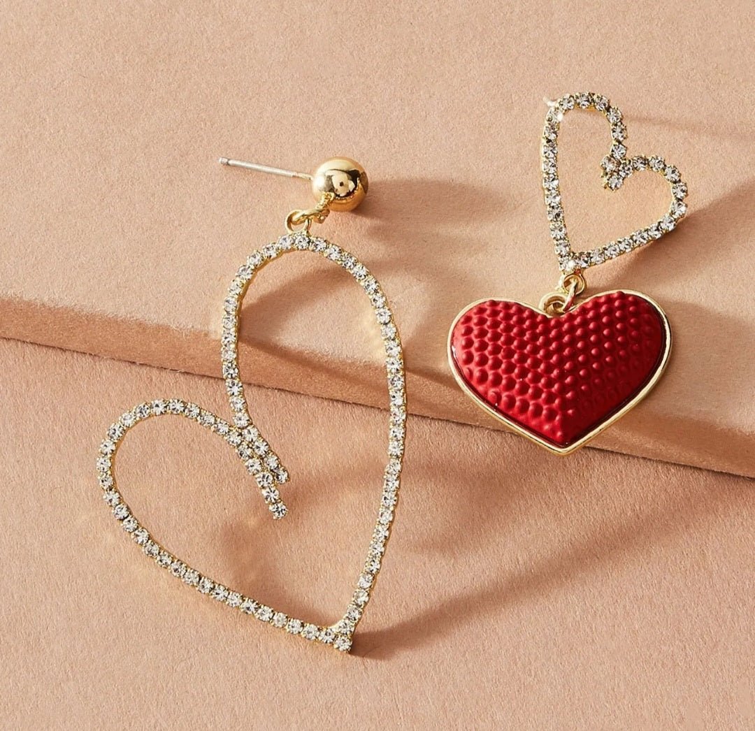 Asymmetric heart earrings