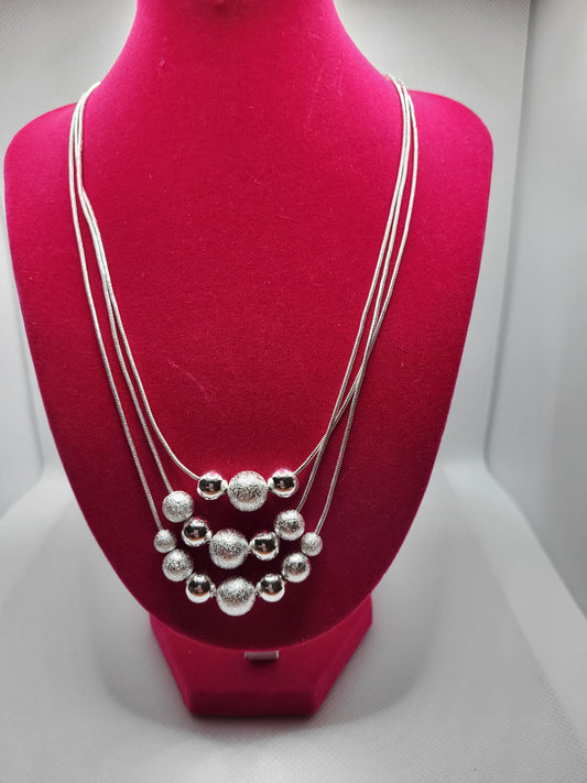 Multi Layer Silver Necklace