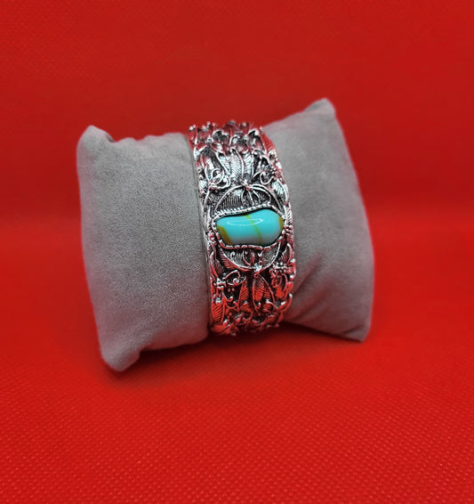 Silver and aqua stone bracelet