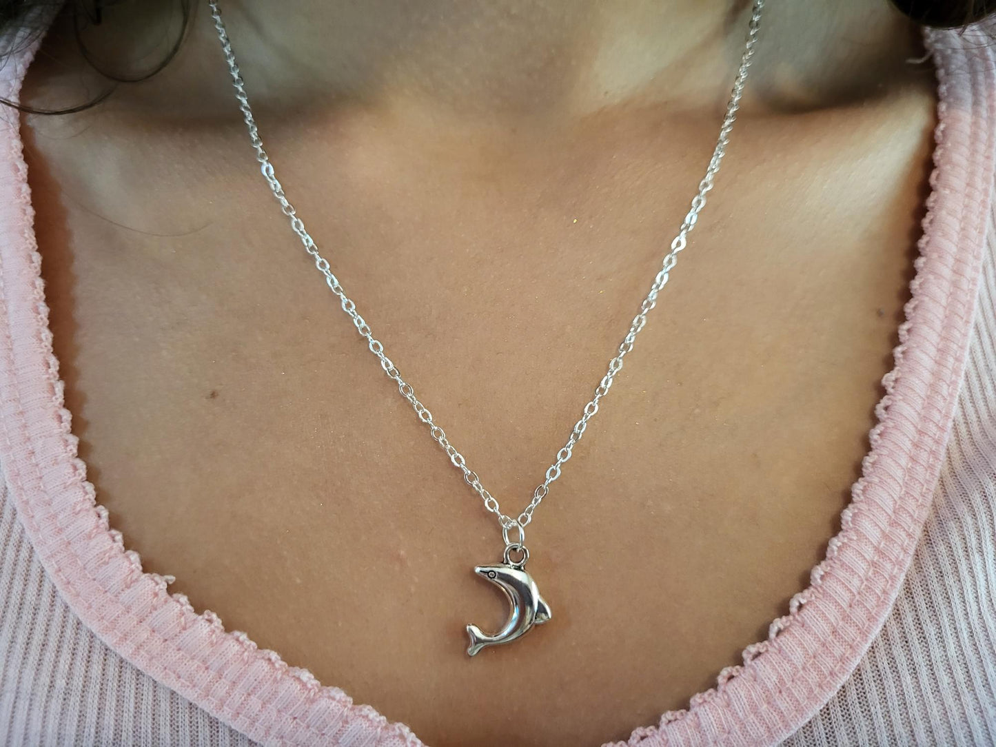 Silver dolphin necklace